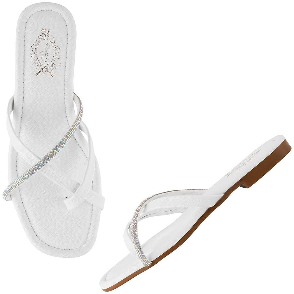 Shoetopia Women's Flat-185 Flat Sandal-5 Kids Uk (Flat-185-White)-Eu38