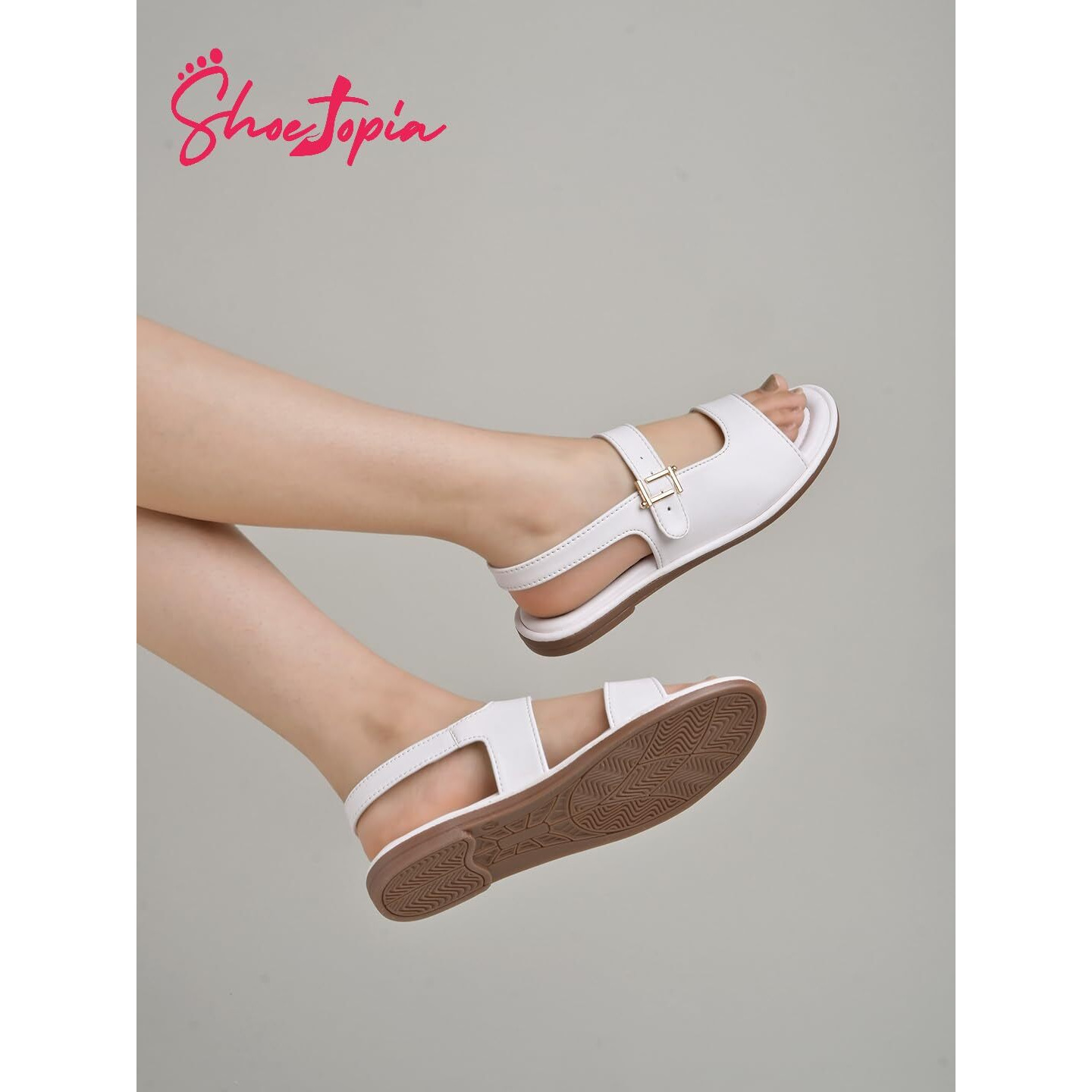 Shoetopia Women's Girls-Snd-139 Flat Sandal-6 Kids Uk (Girls-Snd-139-White)-Eu39