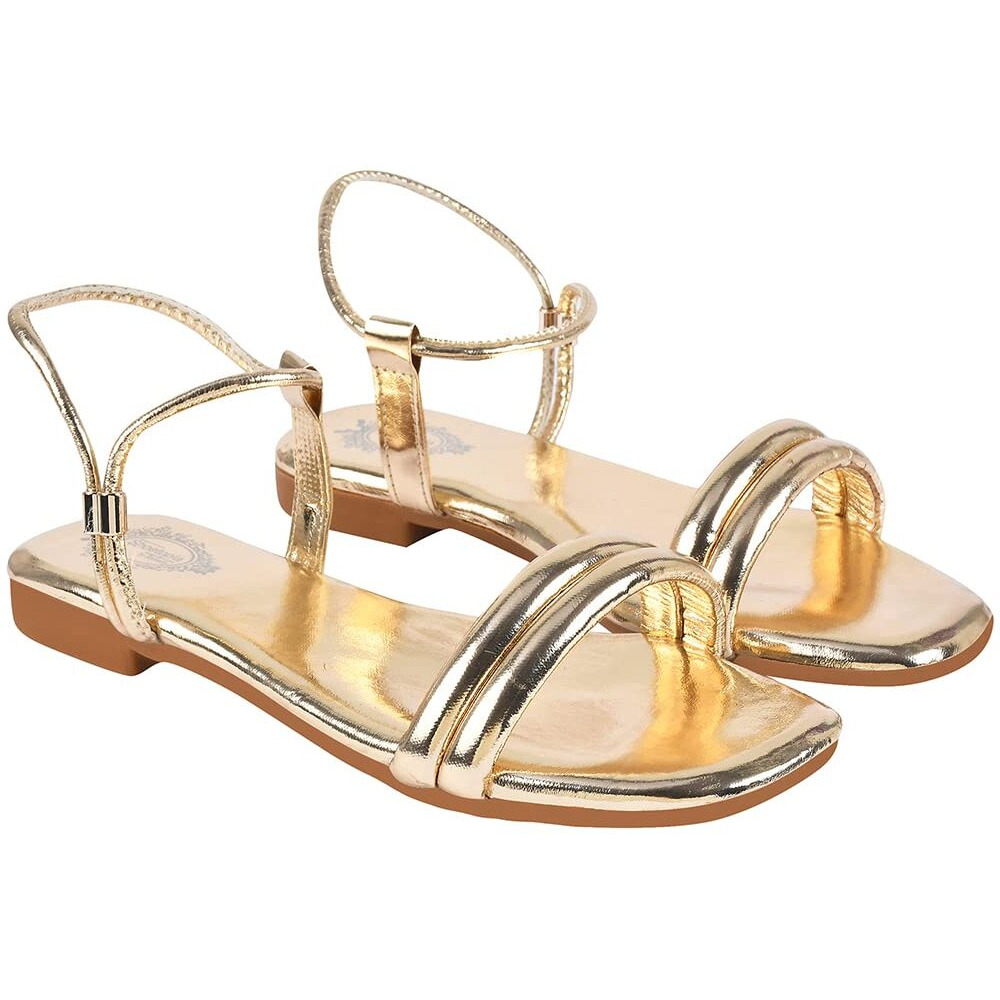 Shoetopia Girls Snd-126 Golden Flat Sandal - 4 Uk (Girls-Snd-126-Golden)