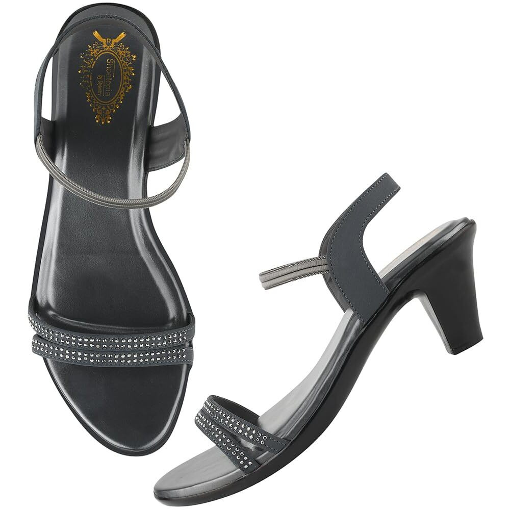 Shoetopia Women's Ak-58 Heeled Sandal-3 Kids Uk (Ak-58-Grey)-Eu36