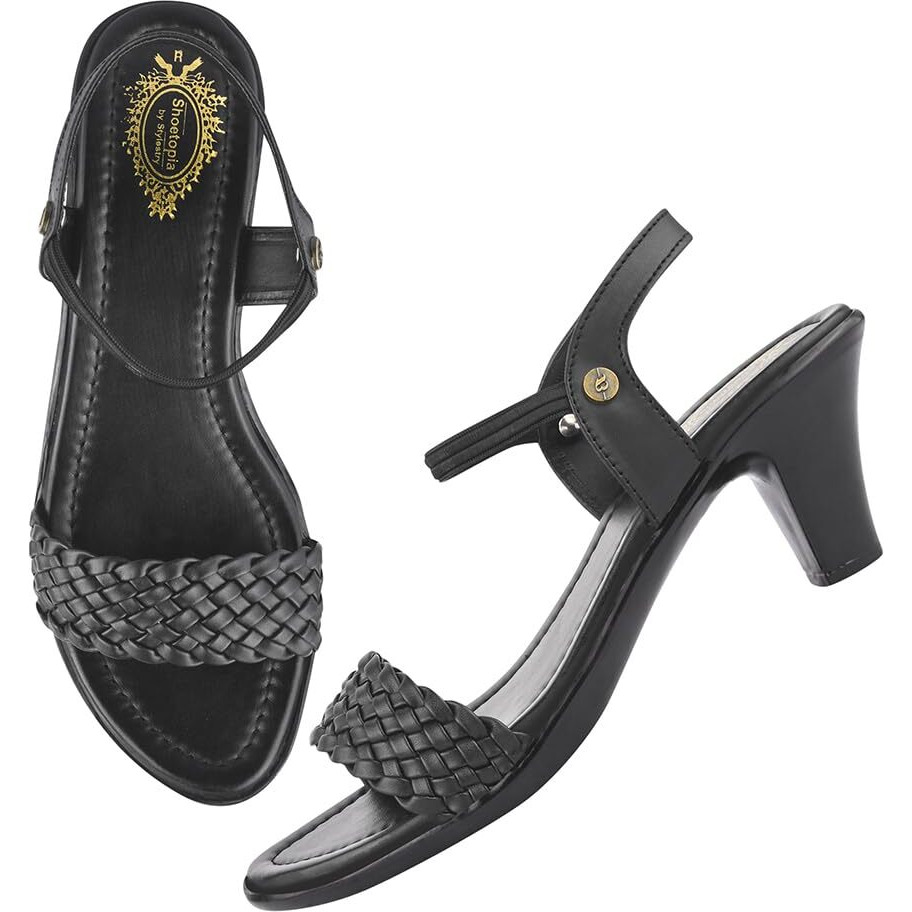 Shoetopia Women & Girls Stylsih Black Kitten Heels /Eu36