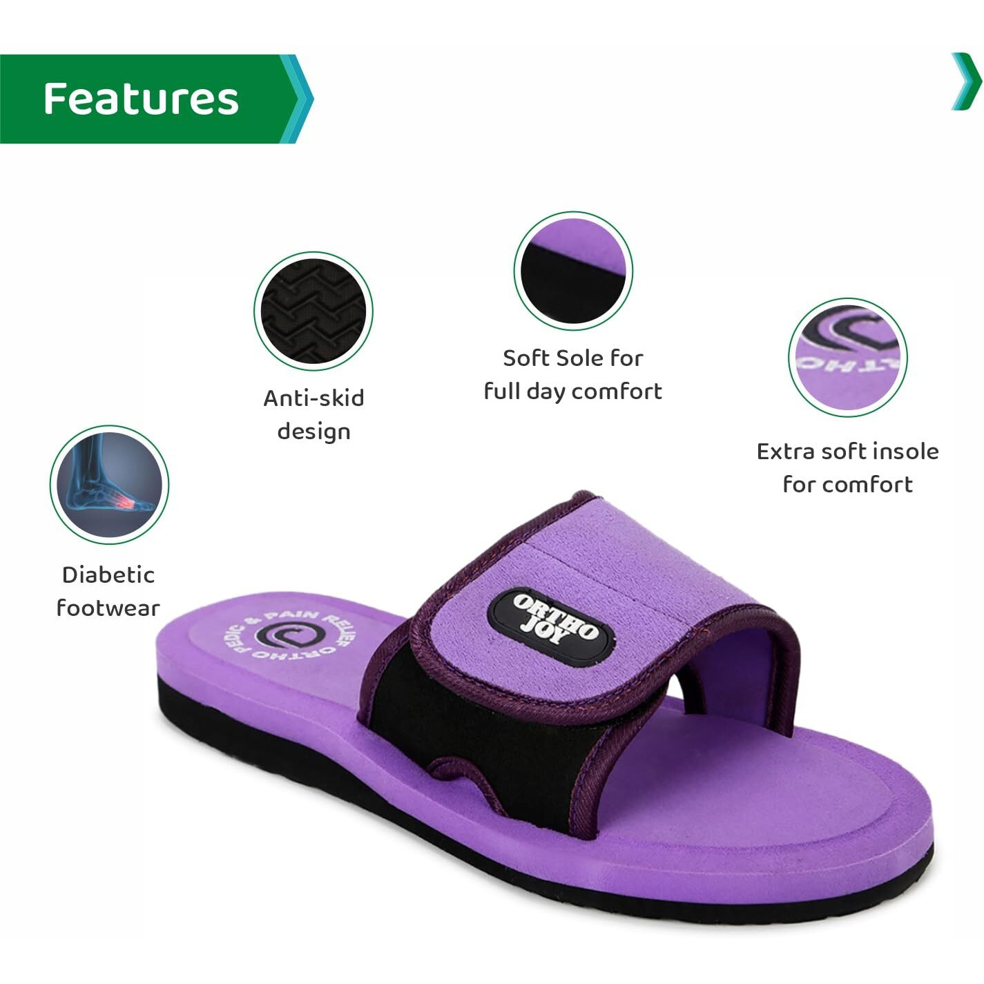 Ortho Joy Fancy Doctor Slipper For Women || Comfortable Ortho Slipper For Women (Purple)