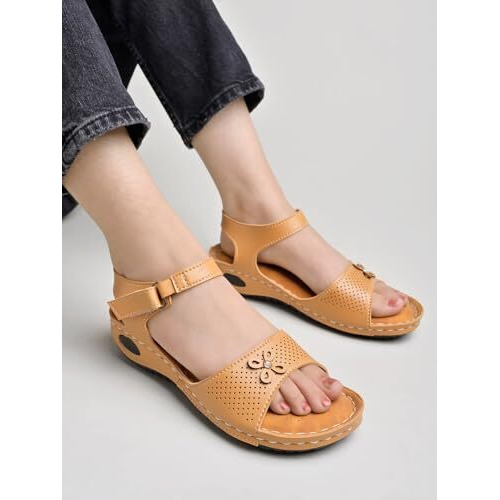 Shoetopia Comfortable Tan Heels For Women & Girls /Eu42