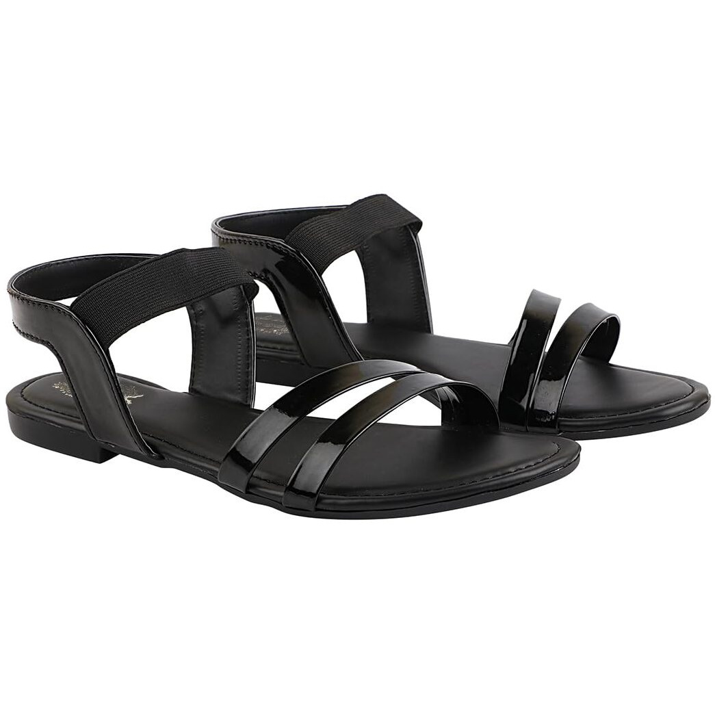 Shoetopia Girls Girls-Flat-107 Black Flat Sandal - 7 Uk (Girls-Flat-107-Black)