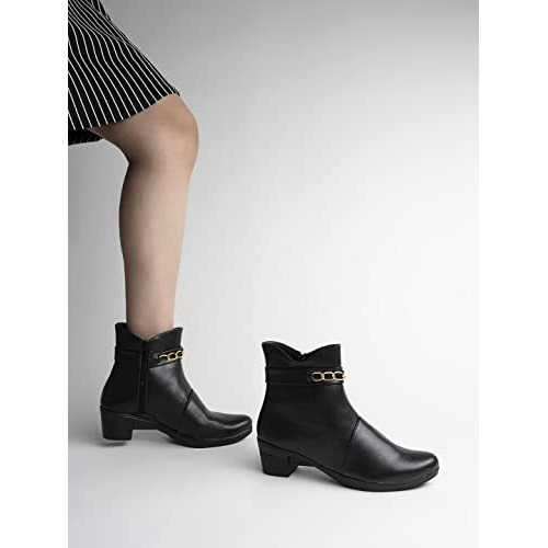 Shoetopia Women's Flat Boots, 6 Uk, Black