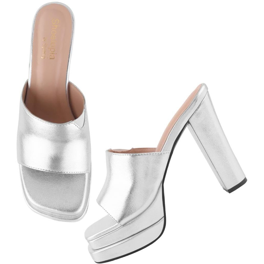 Shoetopia Women's Heeled Sandal-5 Kids Uk (Girls-Hippo-Silver)-Eu38