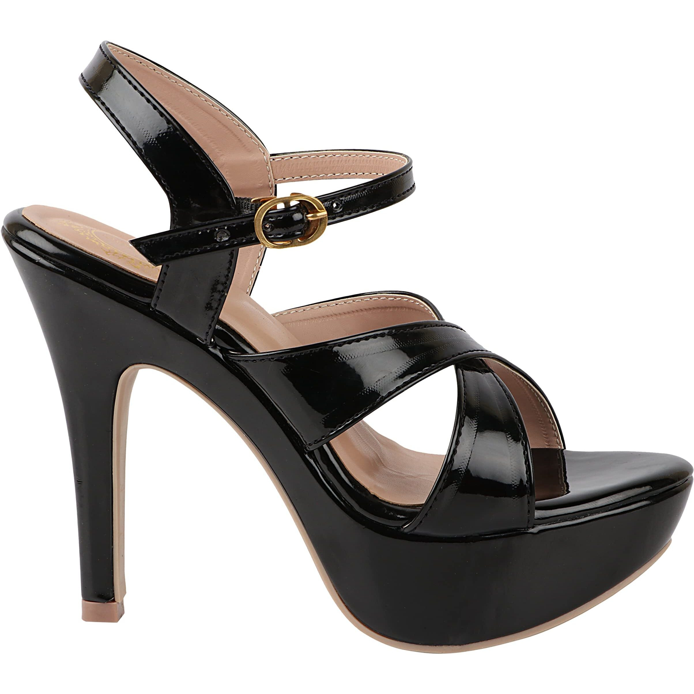 Shoetopia Women's Casual Comfortable Fashion Heel Sandal, Brand-Black-Eu37