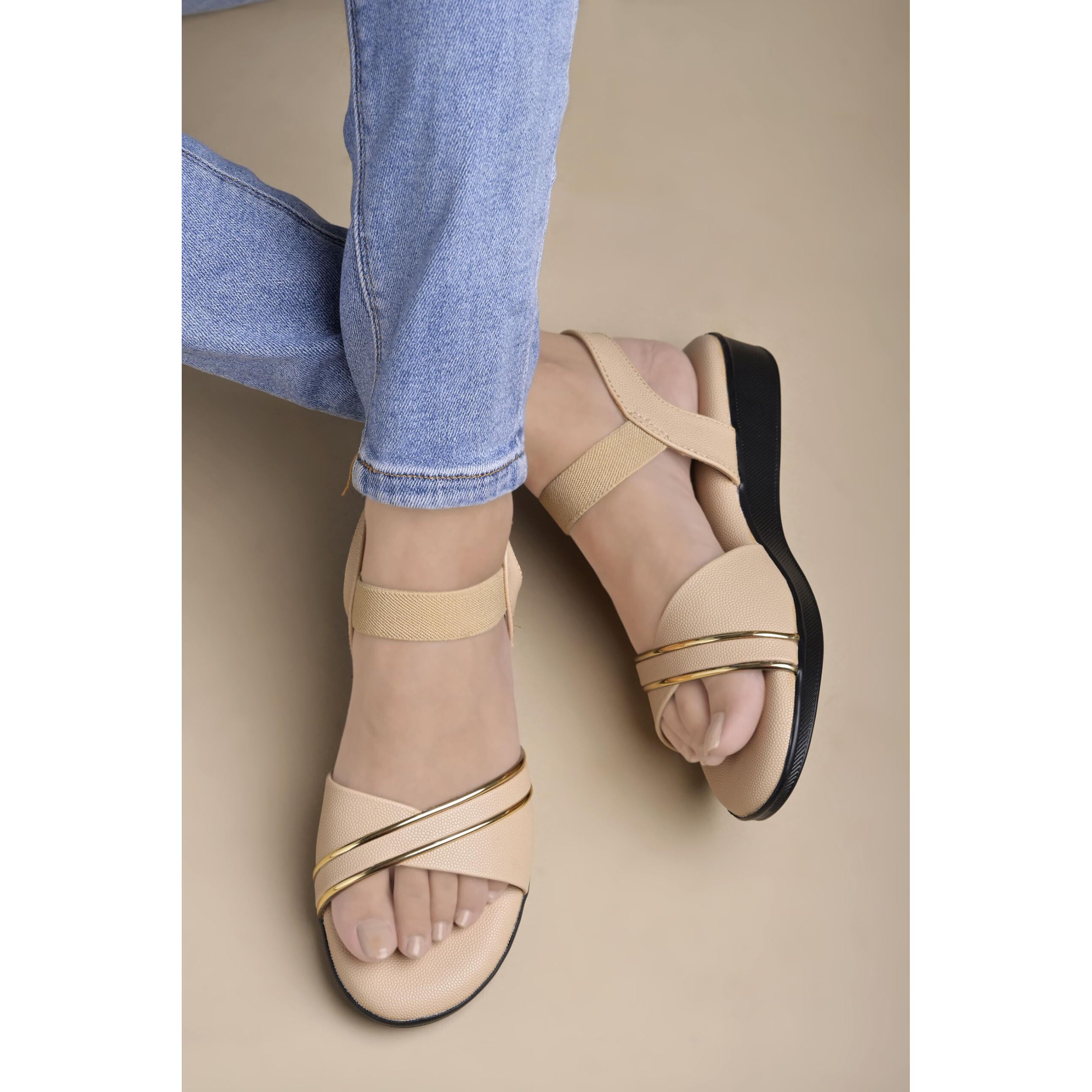 Shoetopia Women's Snd-6161 Beige Heeled Sandal-7 Kids Uk (Snd-6161-Beige)-Eu40