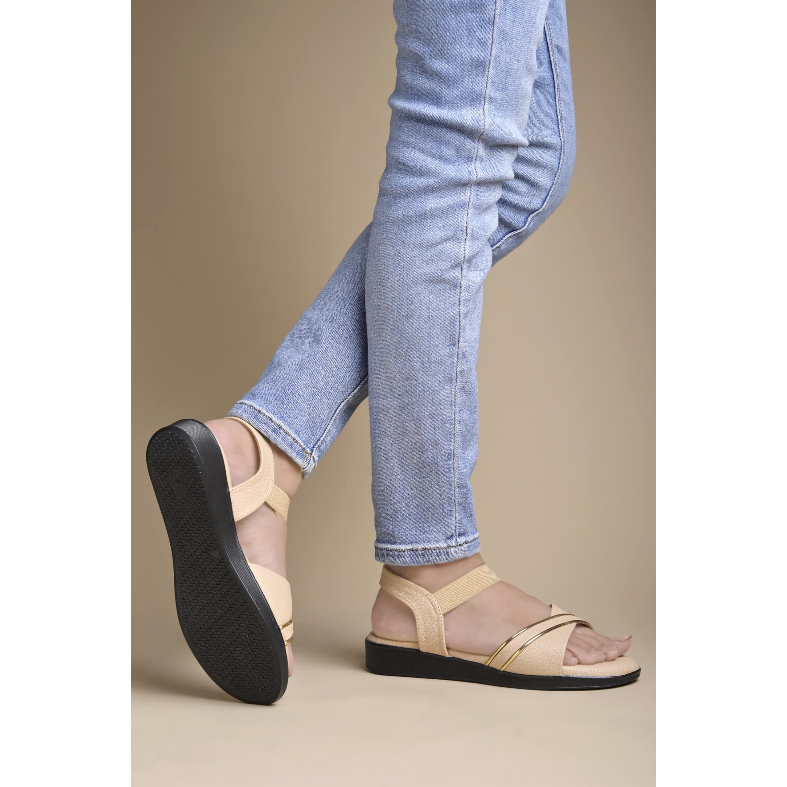 Shoetopia Women's Snd-6161 Beige Heeled Sandal-7 Kids Uk (Snd-6161-Beige)-Eu40