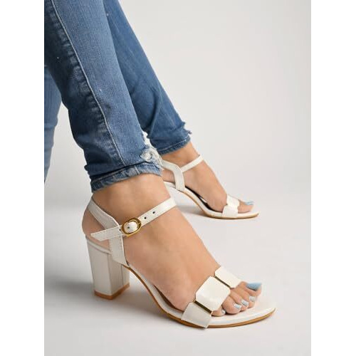 Shoetopia Girls Girls-Heel-175 White Heeled Sandal - 4 Uk (Girls-Heel-175-White)