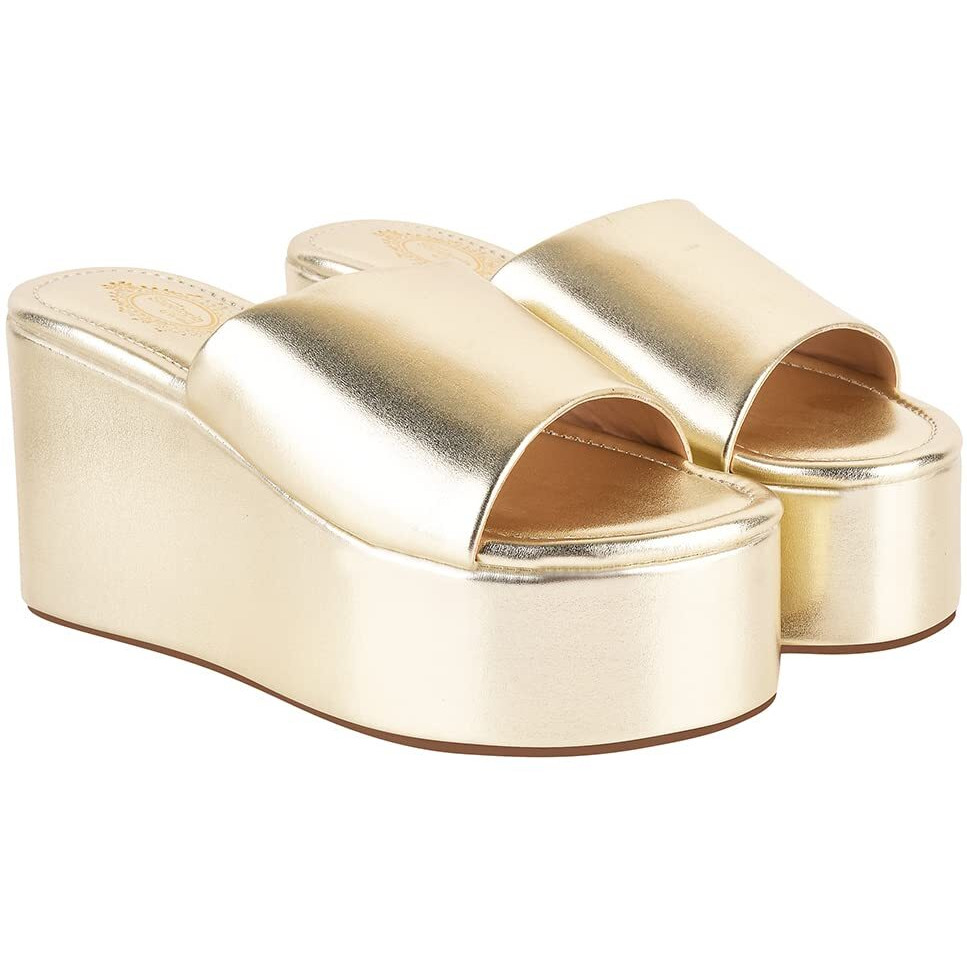 Shoetopia Embellished Golden Platform Heels For Women & Heels /Uk2