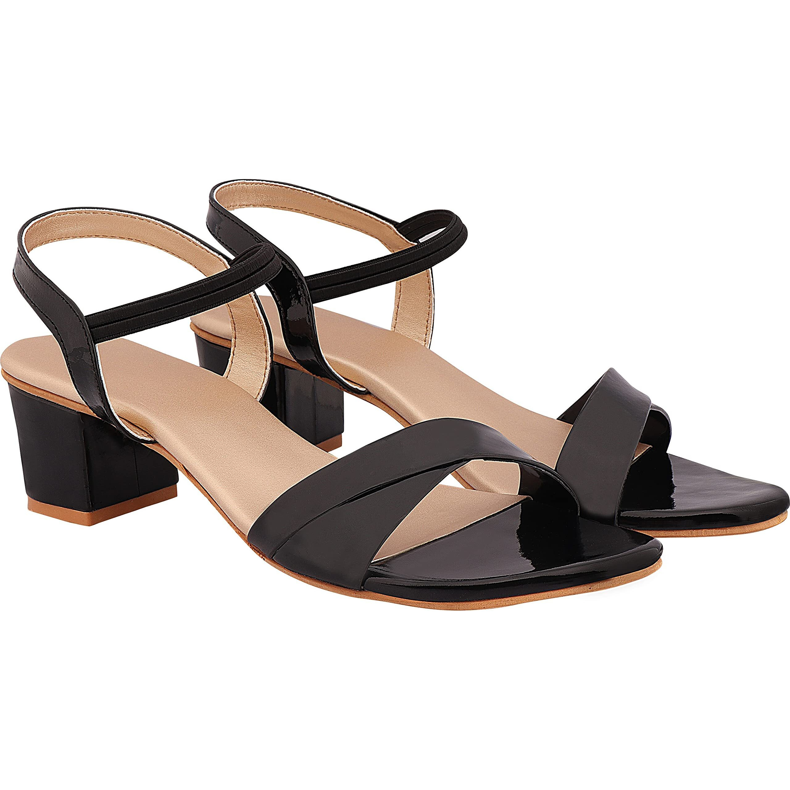 Shoetopia Women's & Girl's Black Pointed Toe Block Heels