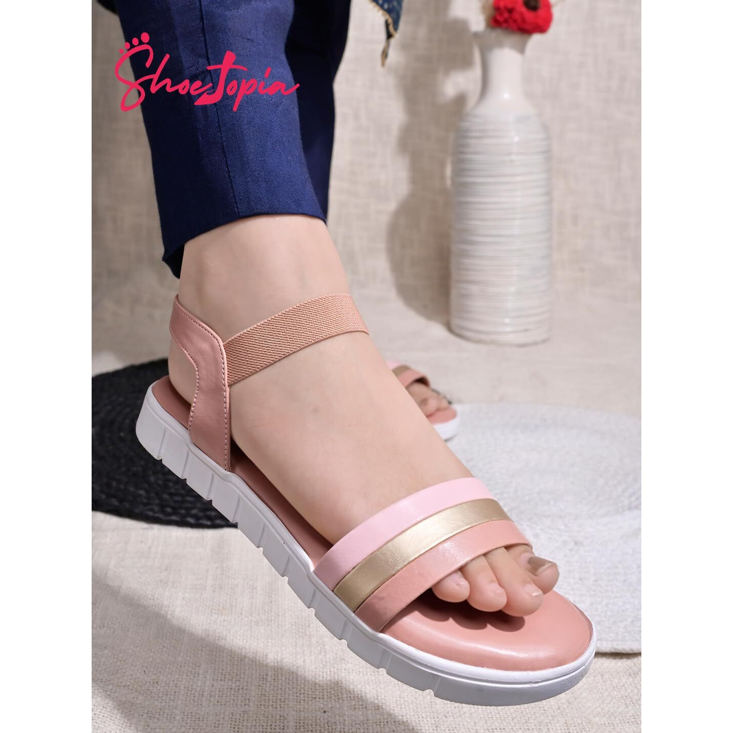 Shoetopia Women's Flat Sandal-6 Kids Uk (Snd-Time-Pink)-Eu39