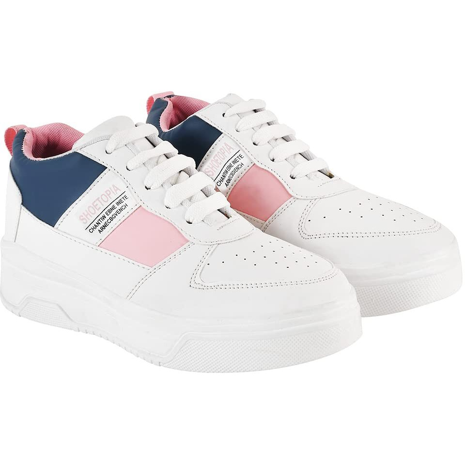 Shoetopia Girls Force White Sneaker - 3 Uk (Girls-Force-White)
