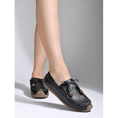 Shoetopia Women's Flat Loafers Black