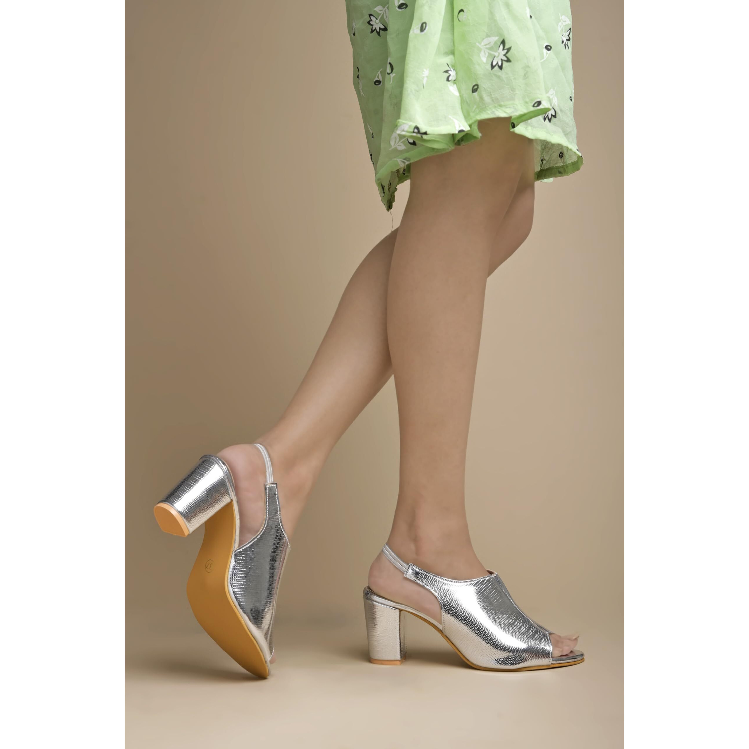 Shoetopia Women's Heel-1527 Heeled Sandal-4 Kids Uk (Heel-1527-Silver)-Eu37
