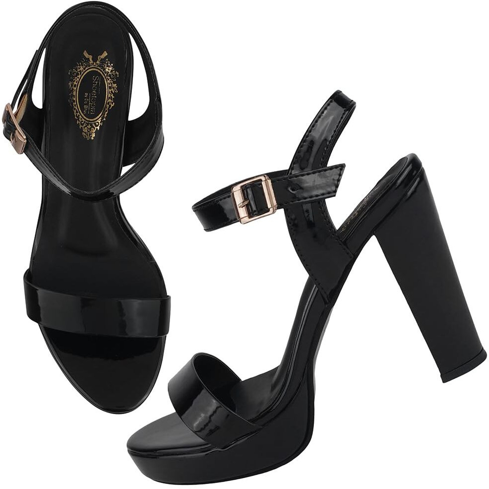 Shoetopia Women's Girls-Heel-1805 Heeled Sandal-7 Kids Uk (Girls-Heel-1805-Black)-Eu40
