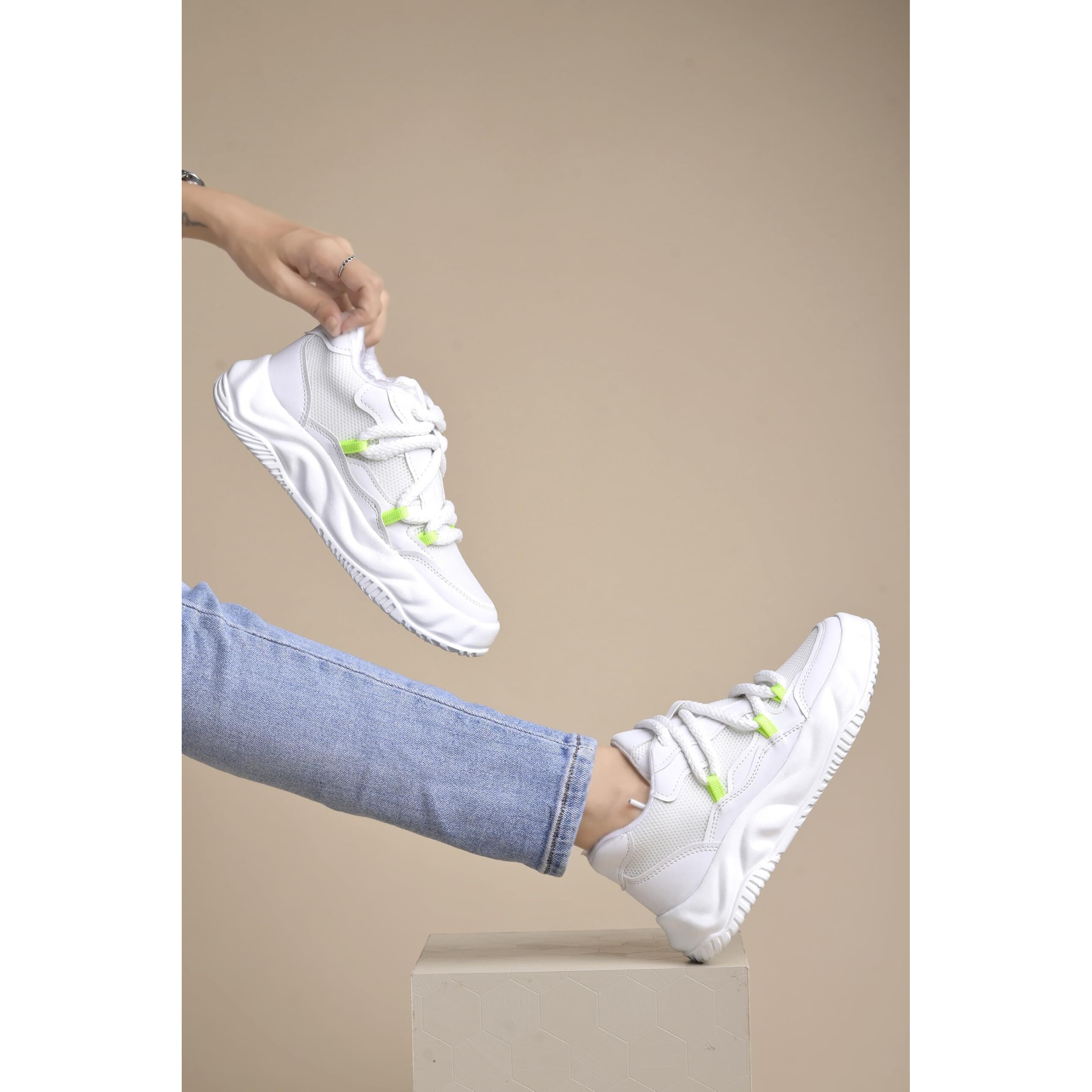 Shoetopia Casual White Sneakers For Women-Eu41
