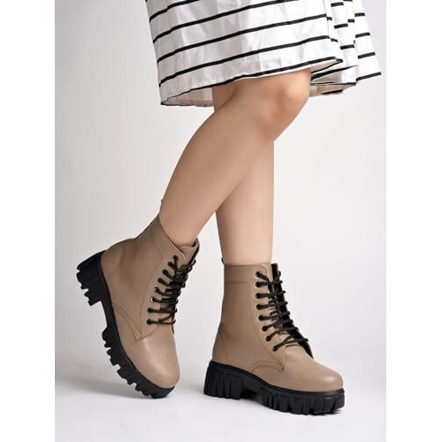 Shoetopia Smart Casual Mid Top Tan Boots For Women & Girls /Eu40