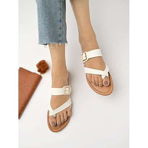 Shoetopia Stylish Side Buckle Detailed White Flats For Women & Girls /Uk4