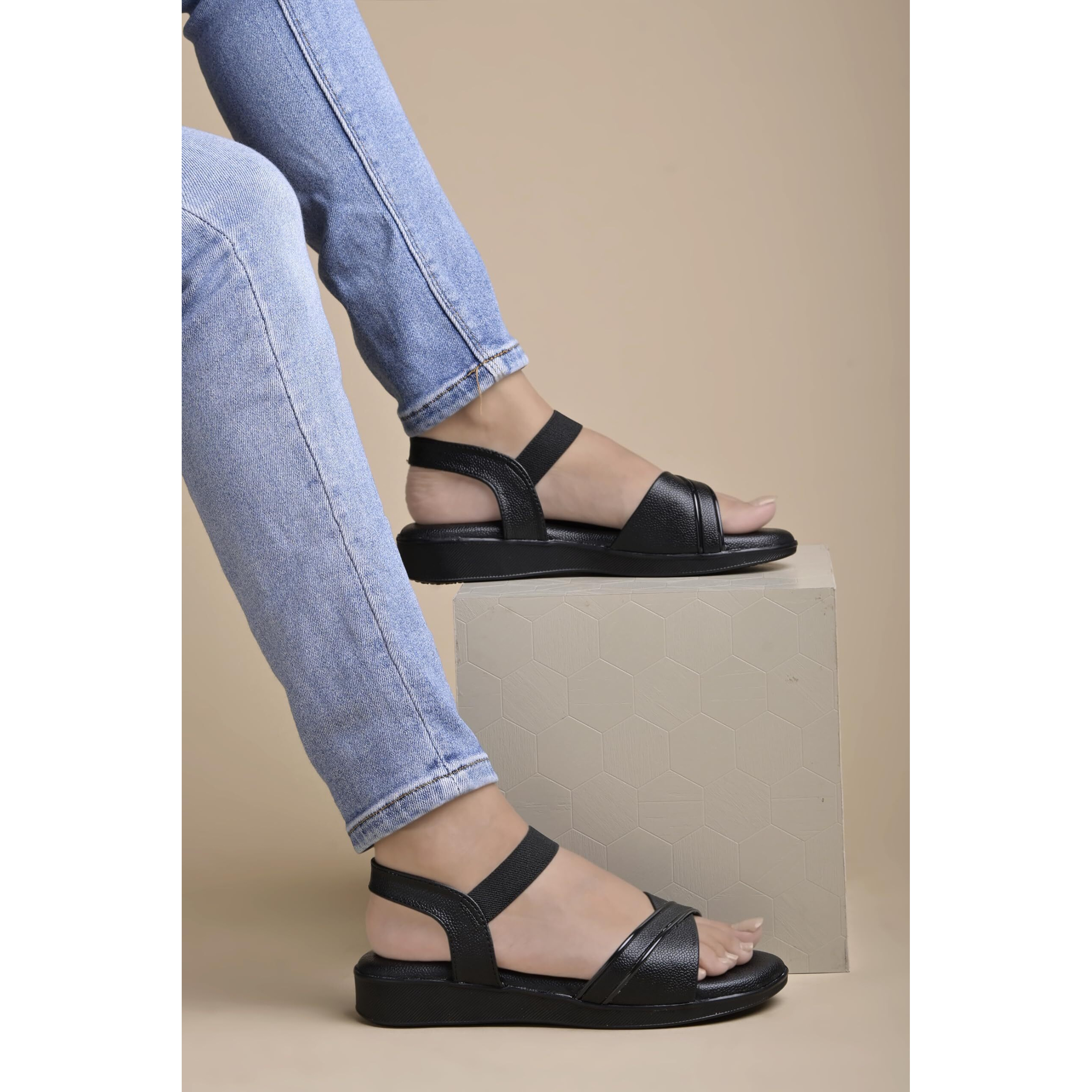 Shoetopia Women's Snd-6161 Black Heeled Sandal-6 Kids Uk (Snd-6161-Black)-Eu39