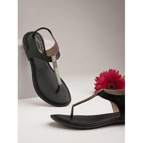 Shoetopia Girls Girls-Snd-200 Black Flat Sandal - 8 Uk (Girls-Snd-200-Black)