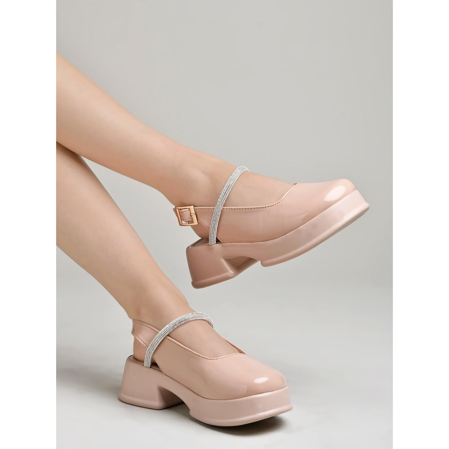 Shoetopia Round Toe Peach Pumps Bellies For Women & Girls-Eu40