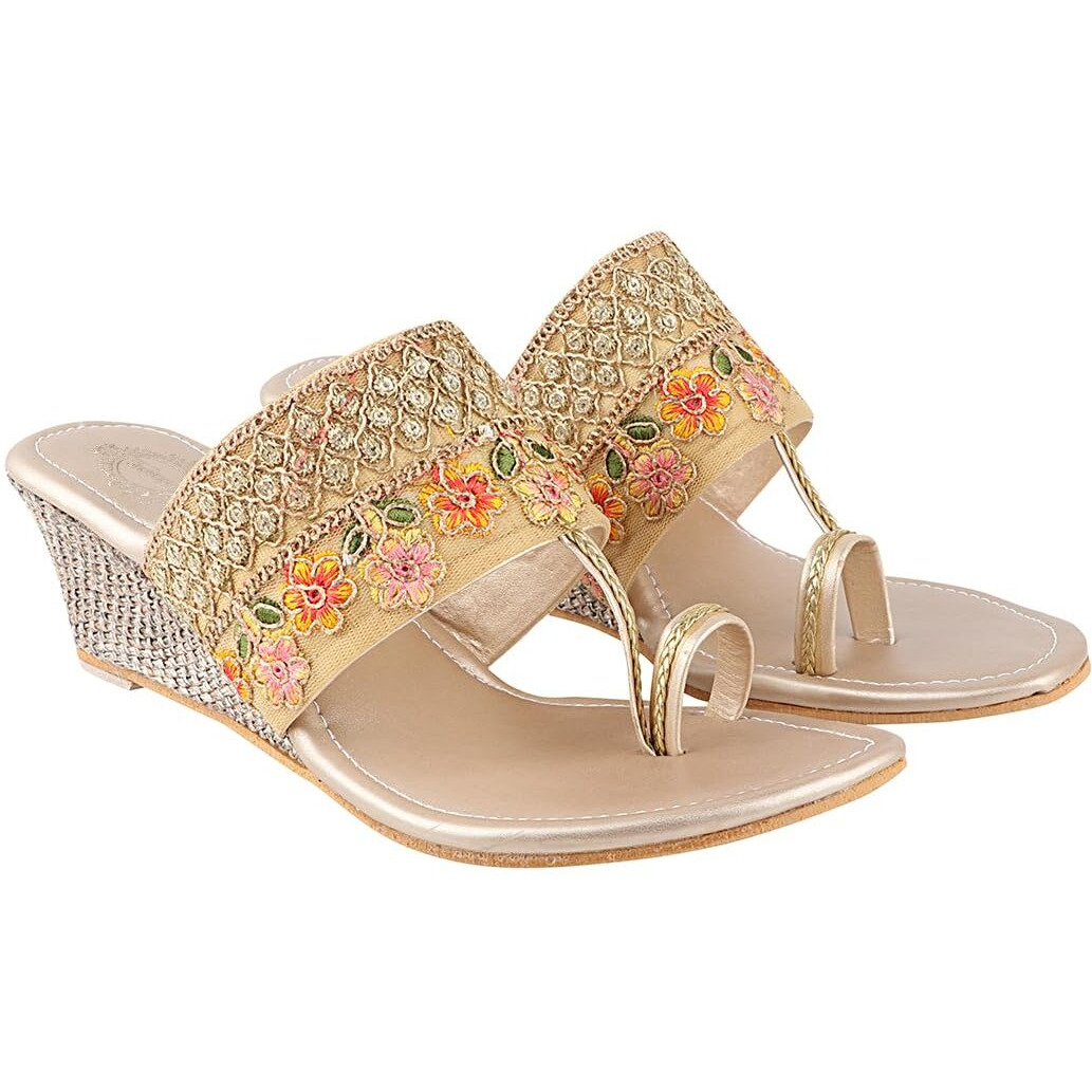 Shoetopia Girls Hm-118 Golden Wedge Sandal - 7 Uk (Girls-Hm-118-Gold)