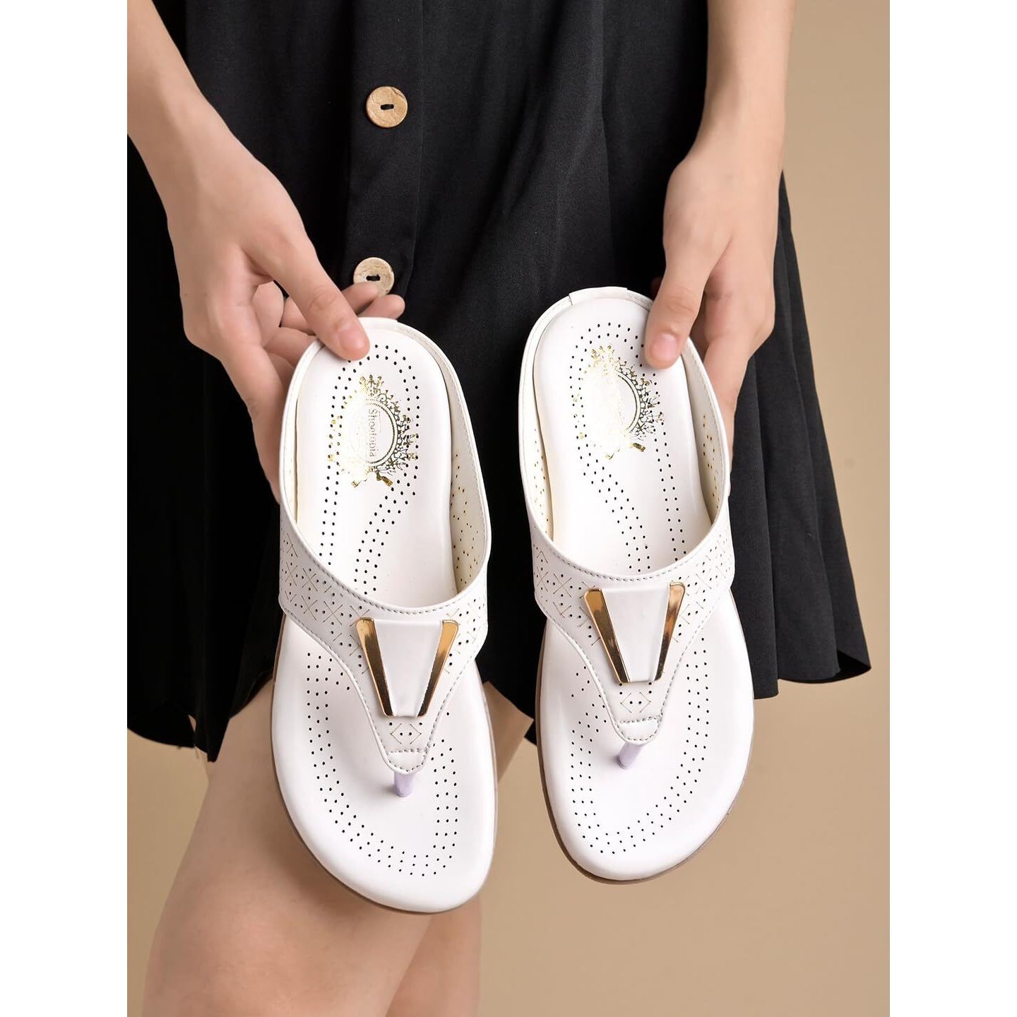 Shoetopia Women's Flat-1188 White Flat Sandal-4 Kids Uk (Flat-1188-White)-Eu37