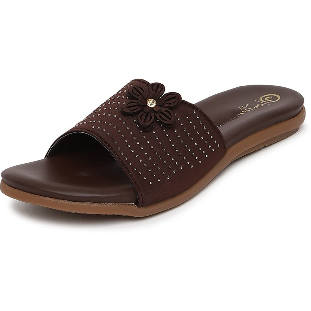 Ortho Joy Fancy Doctor Slipper For Women | Stylish Comfortable Footwear For Women Dark Brown Color