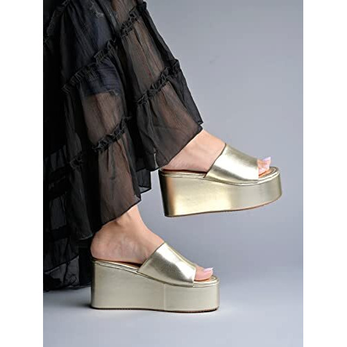Shoetopia Girls Little Golden Wedge Sandal - 2 Uk (Girls-Little-Golden)