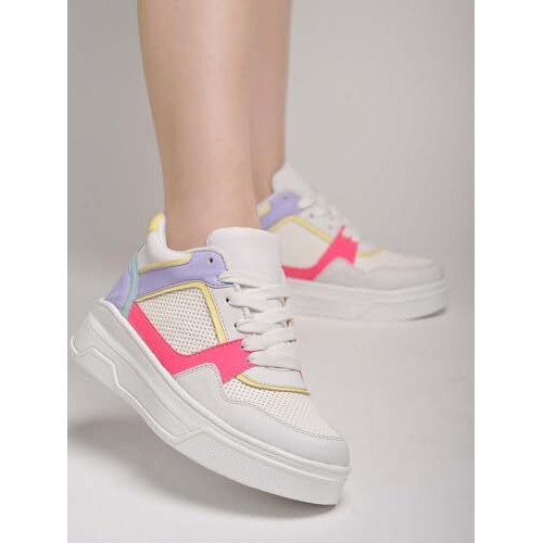 Shoetopia Women's Stiletto Heel Sneakers White