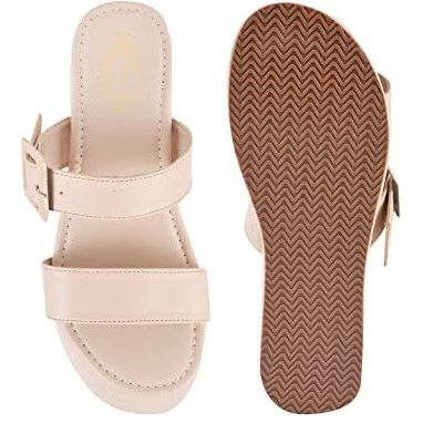 Shoetopia Fashionable Cream Platform Heels For Women & Girls /Uk2