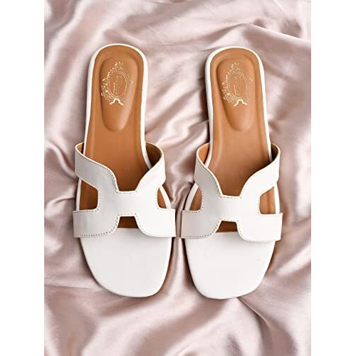Shoetopia Women's Block Heel Sandal/White /Eu40 / Uk7