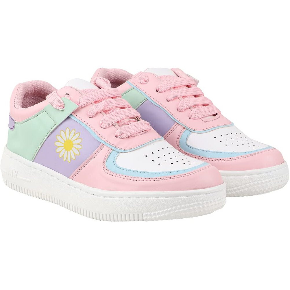 Shoetopia Women's Block Heel Sneakers Pink