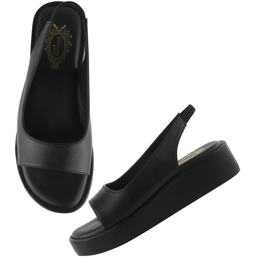 Shoetopia Women's Heeled Sandal-4 Kids Uk (Lsr-Black)-Eu37