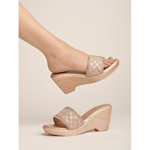 Shoetopia Girls R-1 Golden Wedge Sandal - 7 Uk (Girls-R-1-Golden)