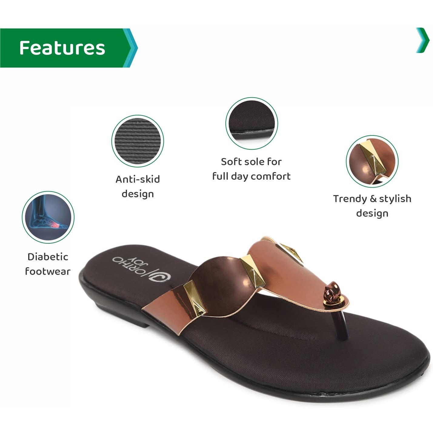 Ortho Joy Fancy Doctor Slippers | Soft And Stylish Chappal For Women | Comfortable Flat Sandals For Women Stylish