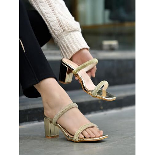 Shoetopia Girls Fancy-1277 Golden Heeled Sandal - 3 Uk (Girls-Fancy-1277-Golden)