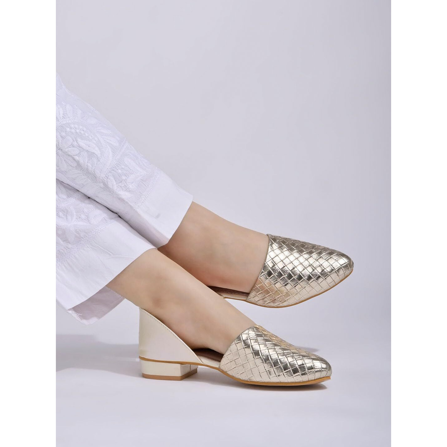 Shoetopia Textured Golden Serena Ballerinas For Women & Girls-Eu36