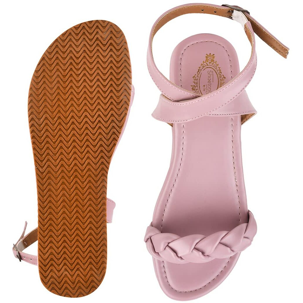 Shoetopia Stylish Braid Style Strap Mauve Platform Heels For Women & Girls /Uk8