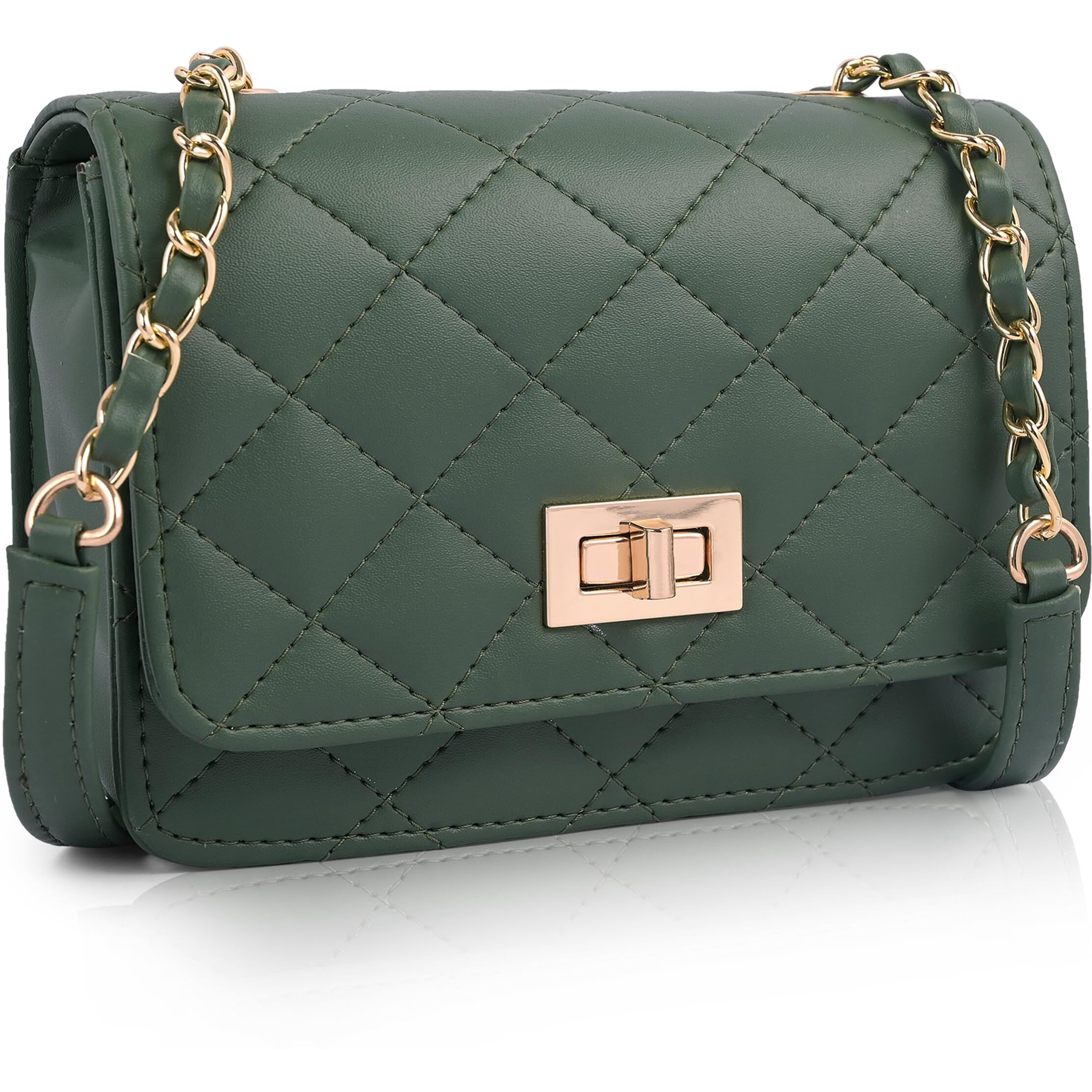 Adisa Women's Girls Quilted Cross Body Sling Bag (Sl5059-New) (Dark Green)