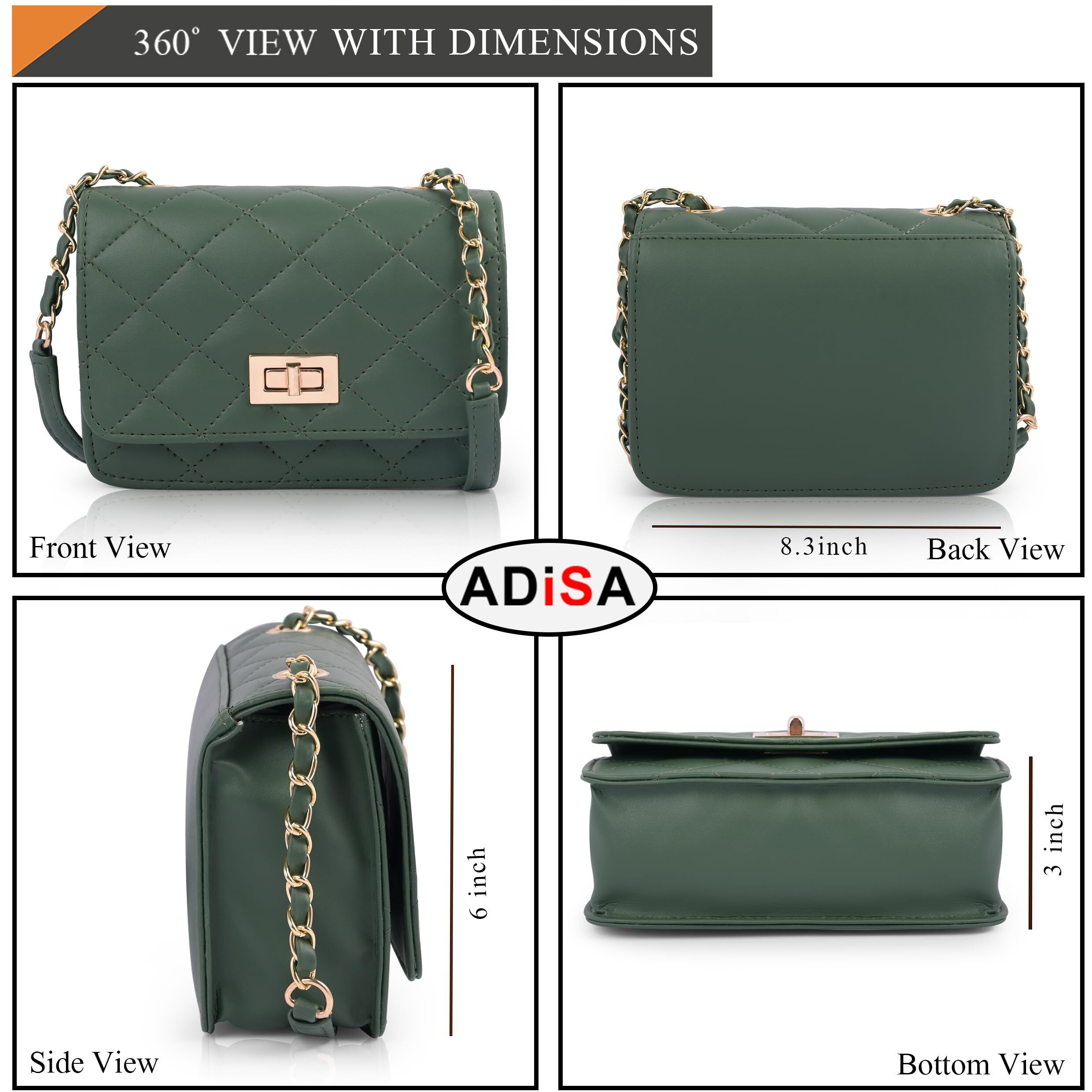 Adisa Women's Girls Quilted Cross Body Sling Bag (Sl5059-New) (Dark Green)