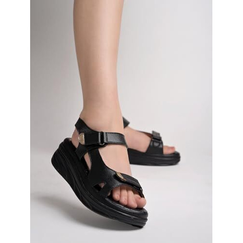 Shoetopia Comfortable Black Doctor Sole Heels For Women /Eu40