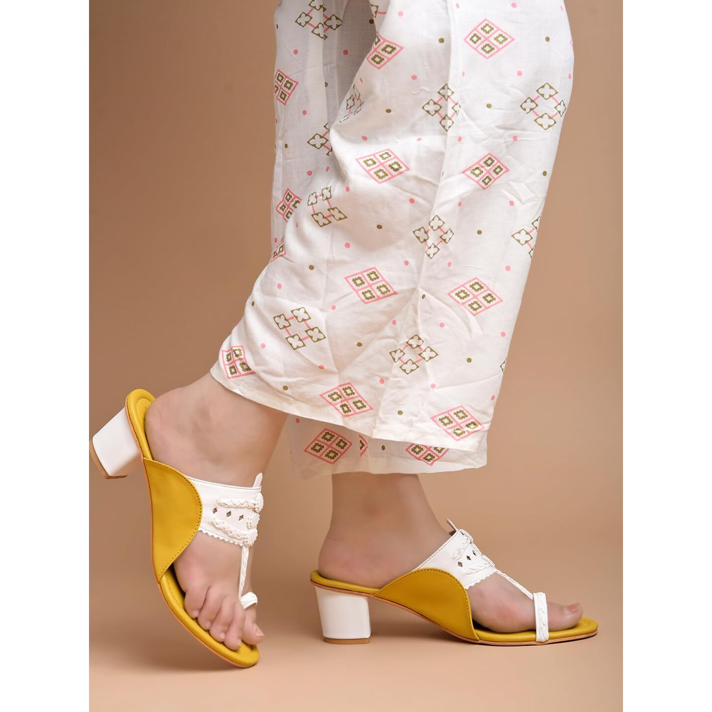 Shoetopia Women's Kh-4433 Yellow Heeled Sandal-8 Kids Uk (Kh-4433-Yellow)-Eu41