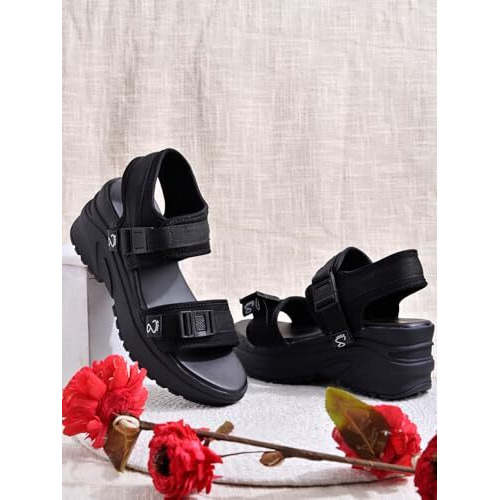 Shoetopia Women's Sandal-4 Kids Uk (Girls-Gem-Black)-Eu37