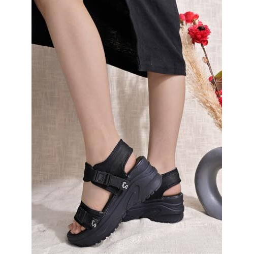 Shoetopia Women's Sandal-4 Kids Uk (Girls-Gem-Black)-Eu37