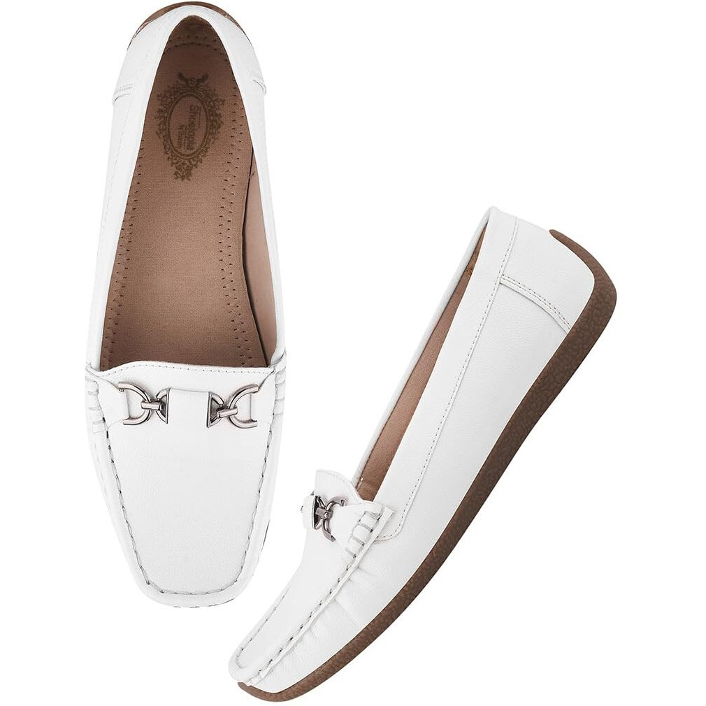 Shoetopia Smart Casual White Boots Loafers For Women & Girls /Eu39