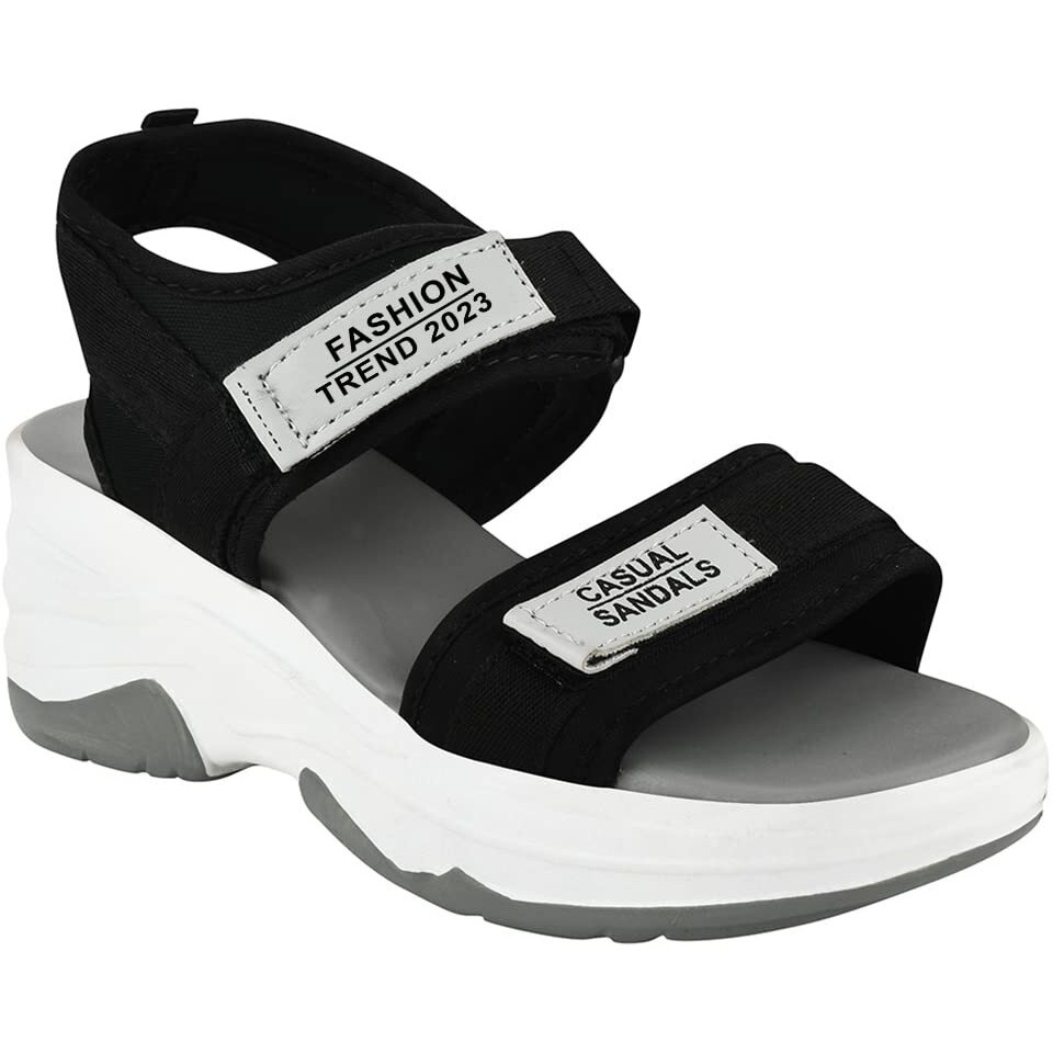 Shoetopia Lightweight Comfortable & Trendy Flatforms Grey Sandals For Women & Girls /Uk3