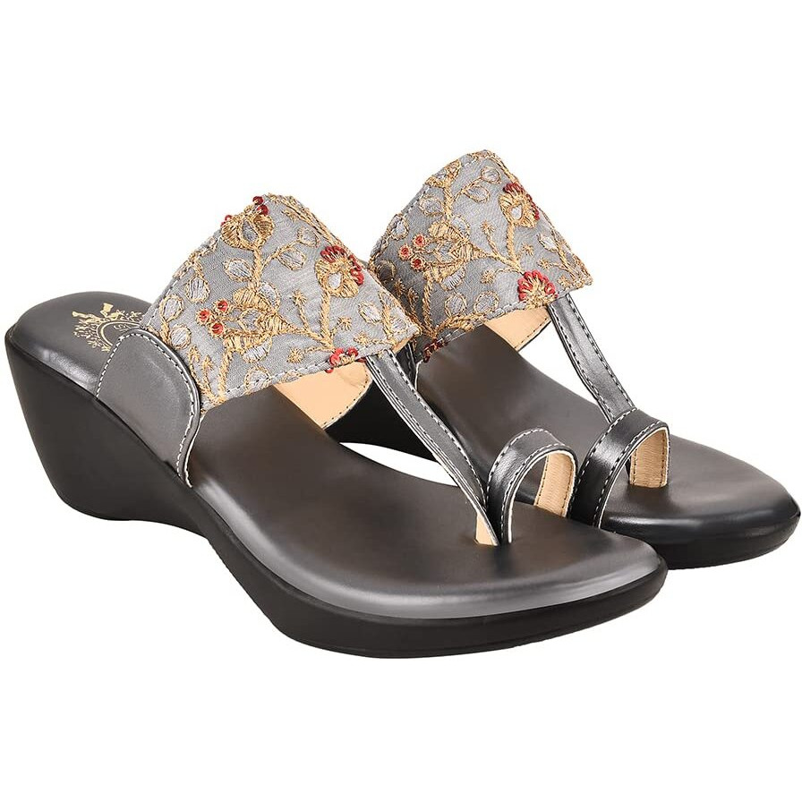 Shoetopia Girls R-2 Grey Wedge Sandal - 6 Uk (Girls-R-2-Grey)